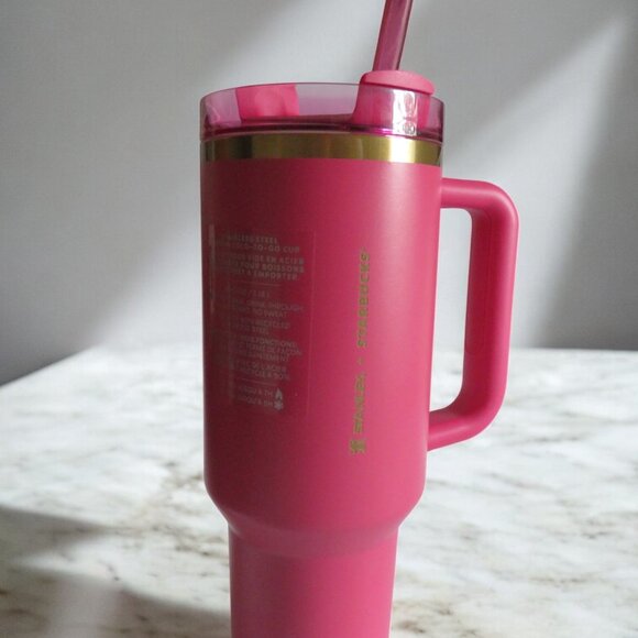 STARBUCKS - STANLEY Tumbler 40 oz Tumbler - Berry Pink Glitter - NWT - Picture 3 of 12